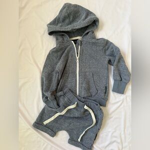 Little Bipsy Heathered Blue Beach Hoodie + Harem Shorts Set, 18-24m